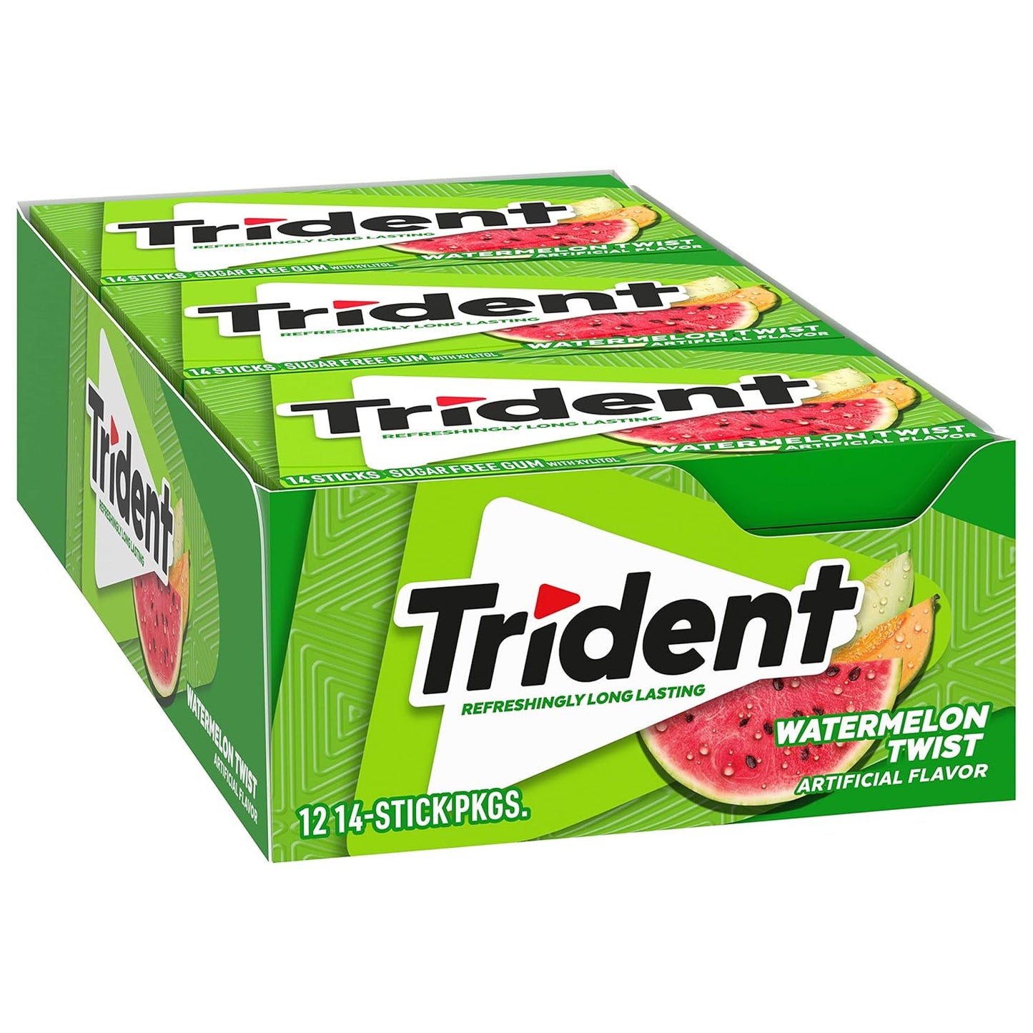 Trident Watermelon Twist Sugar-Free Gum | Long-Lasting Freshness | 14 Ct x 12 Packs (Imported, Vegetarian)