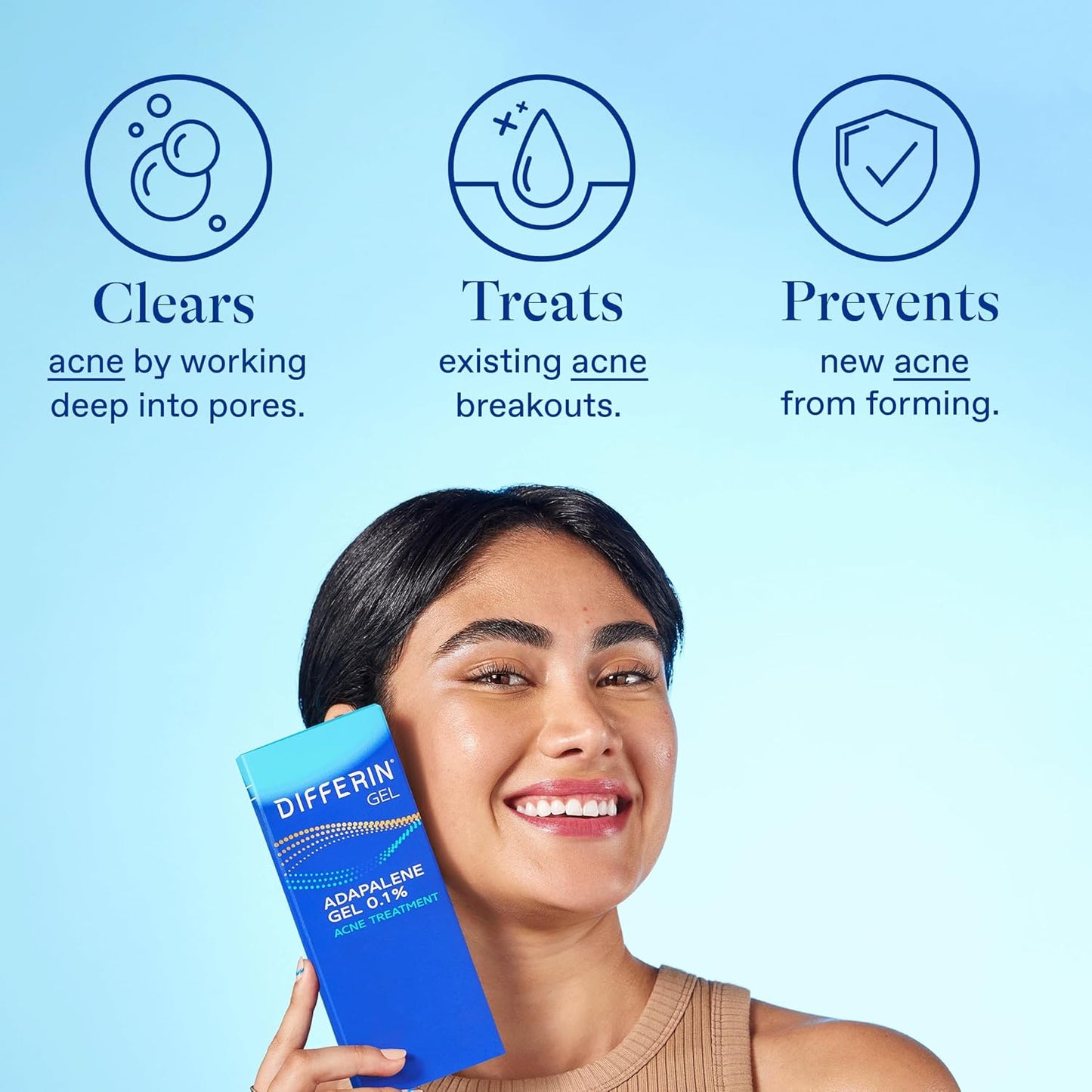 Differin Acne Treatment Gel 0.1% Adapalene – 30 Day Retinoid Face Care for Sensitive, Acne-Prone Skin – 15g Pump