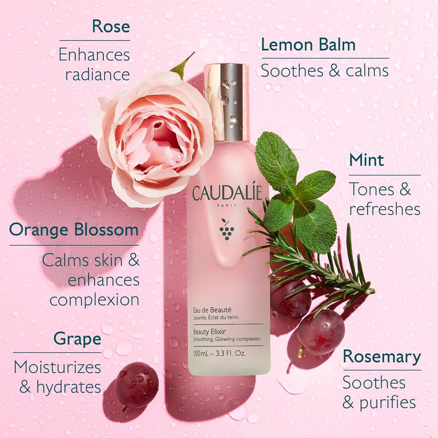 Caudalie Beauty Elixir Face Mist – Pore-Tightening Toner & Makeup Setting Spray (30mL)