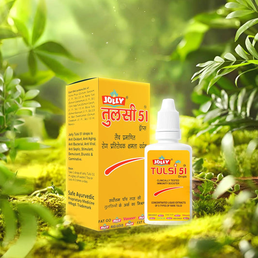 Jolly Tulsi 51 Drops 30ml × 2 | Natural Immunity Booster | Herbal Antioxidant & Metabolism Support Drops for Whole Family