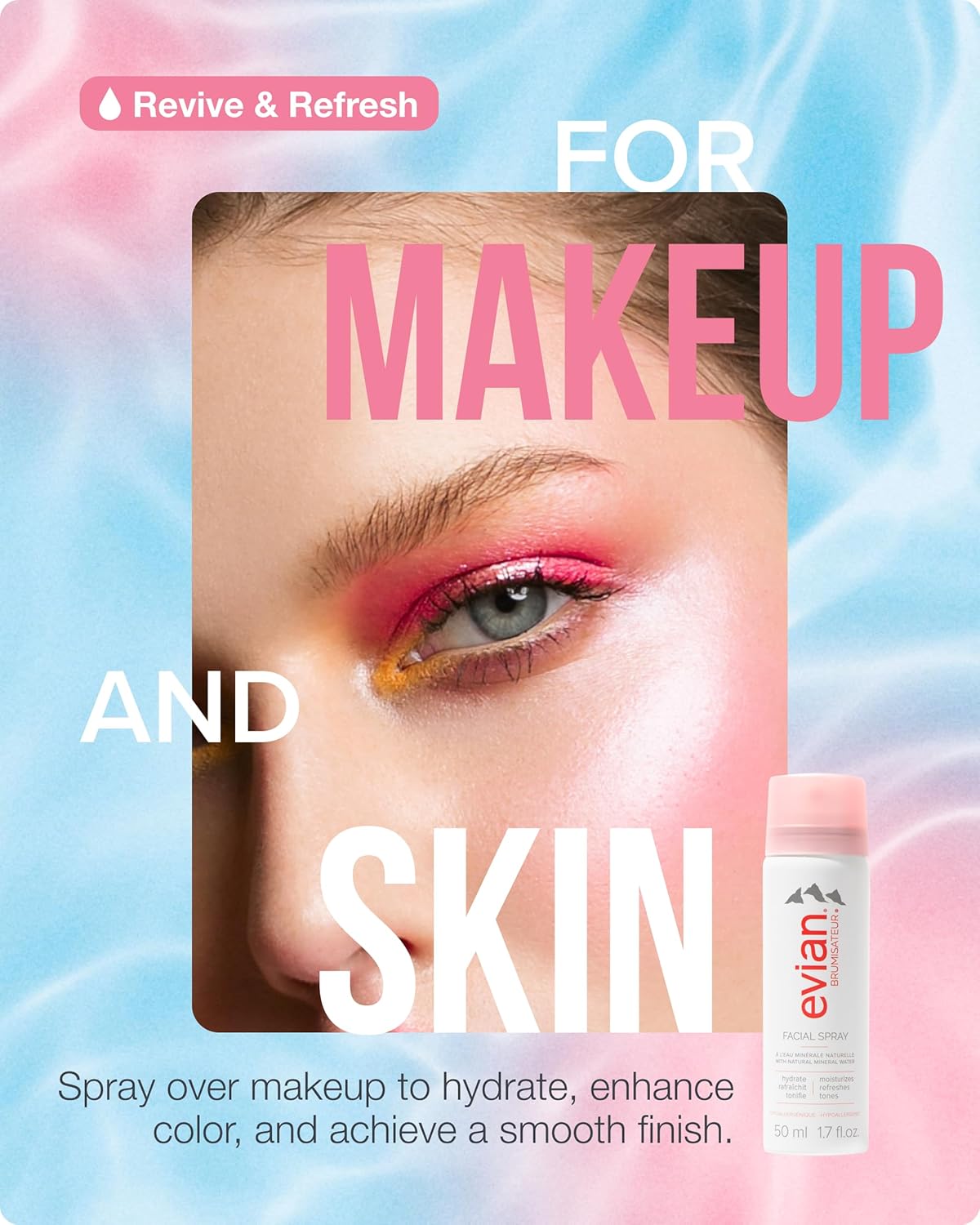 Evian Facial Spray 1.7 oz – Hydrating Mineral Water Mist for Refreshing, Toning & Makeup Setting | TSA-Approved Travel Size