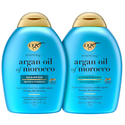 OGX Renewing + Argan Oil of Morocco Shampoo & Conditioner Set – Sulfate-Free Damage Repair for Dry, Damaged Hair (2 × 13 fl oz)