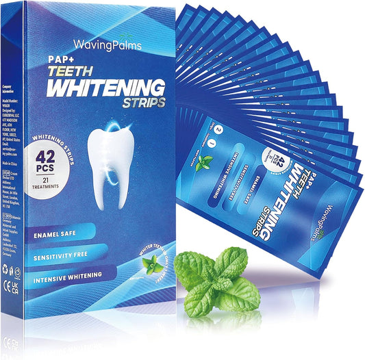 Professional Whitening Strips for Sensitive Teeth – 42 Count, Peroxide-Free, Mint Flavor, Enamel-Safe, Stain Removal
