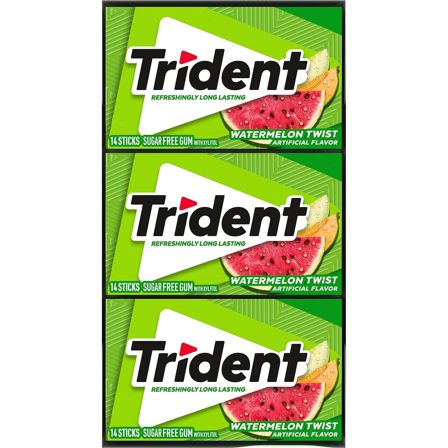 Trident Watermelon Twist Sugar-Free Gum | Long-Lasting Freshness | 14 Ct x 12 Packs (Imported, Vegetarian)