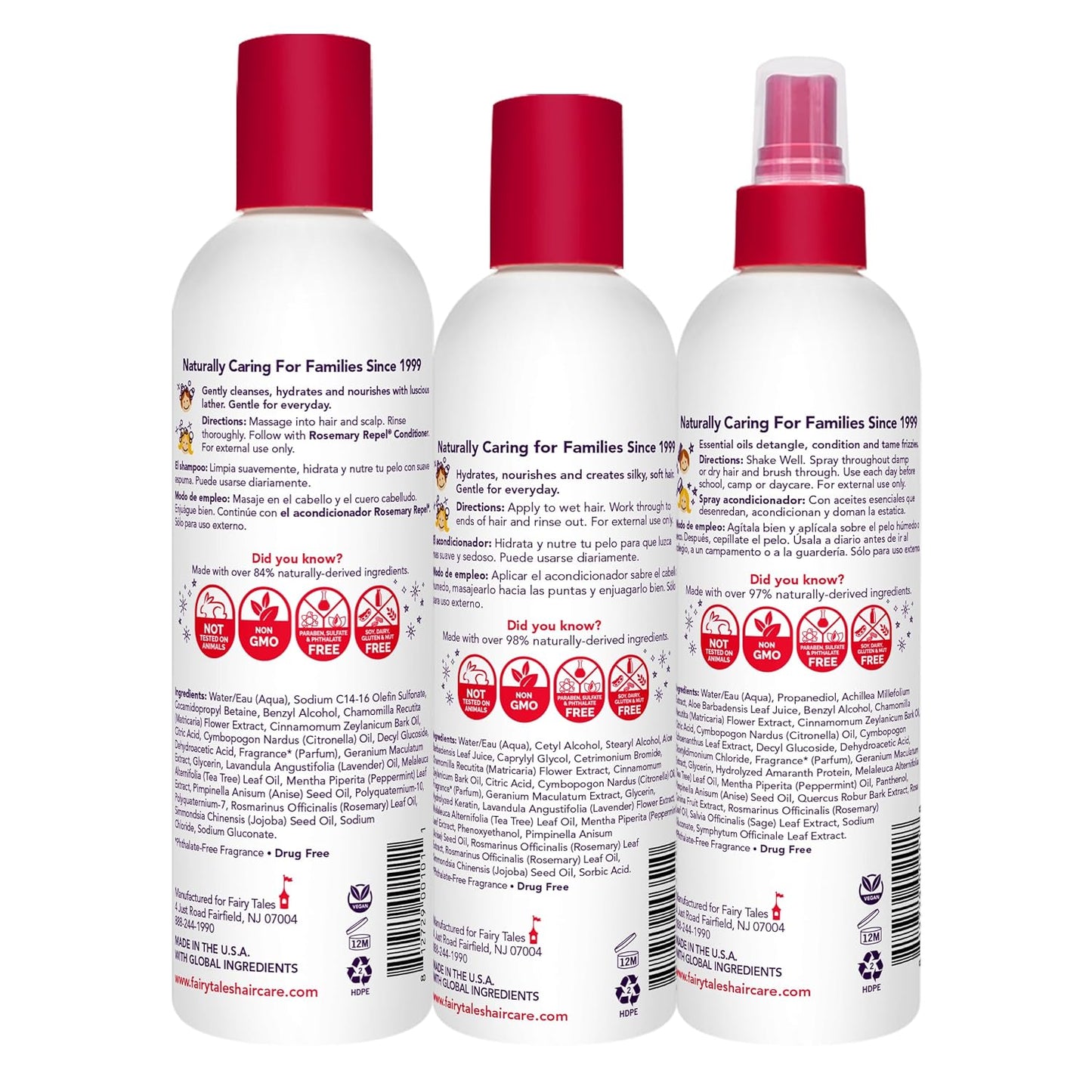 Fairy Tales Rosemary Repel Kids Shampoo, Conditioner & Conditioning Spray Trio – Gentle, Hydrating & Lice Defense