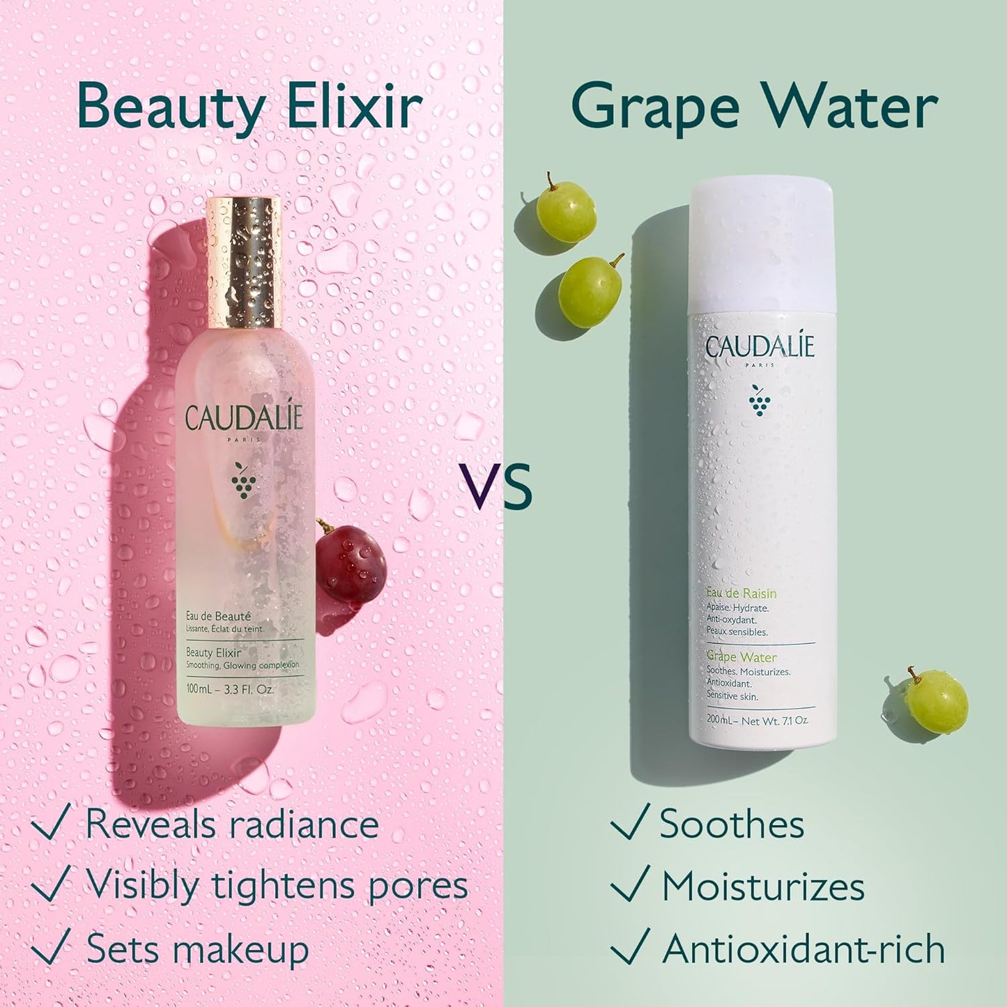 Caudalie Beauty Elixir Face Mist – Pore-Tightening Toner & Makeup Setting Spray (30mL)