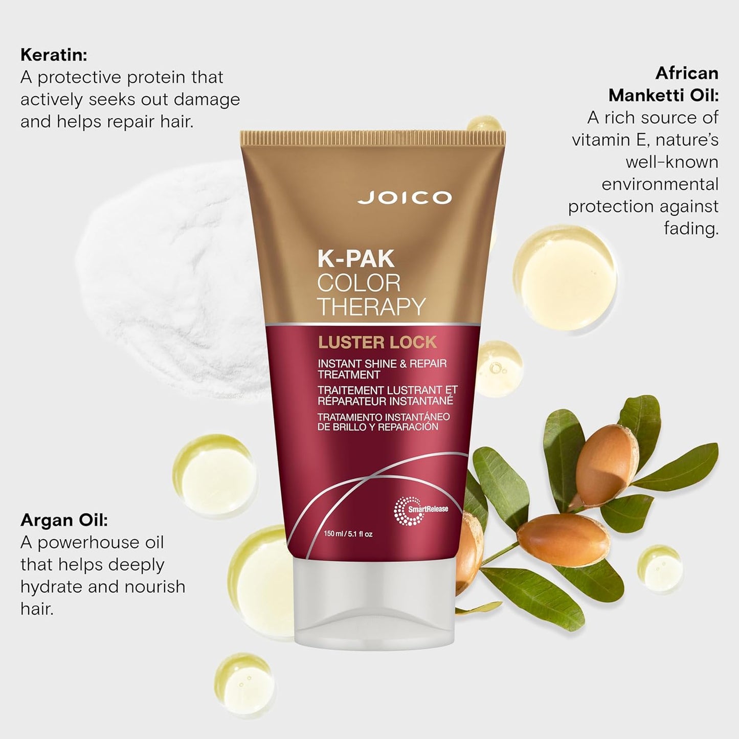 Joico K-PAK Color Therapy Luster Lock – Instant Shine & Repair Treatment for Color-Treated Hair with Keratin & Argan Oil – Sulfate-Free