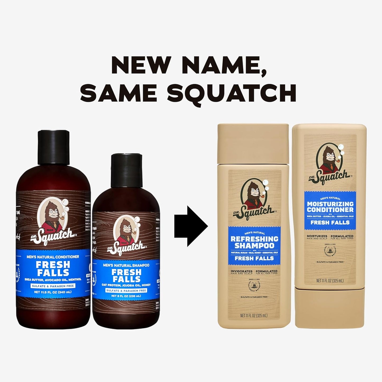 Dr. Squatch Natural Hair Bundle for Men | Fresh Falls Shampoo & Conditioner | Nourishes, Hydrates & Strengthens Hair | Sulfate-Free, Paraben-Free