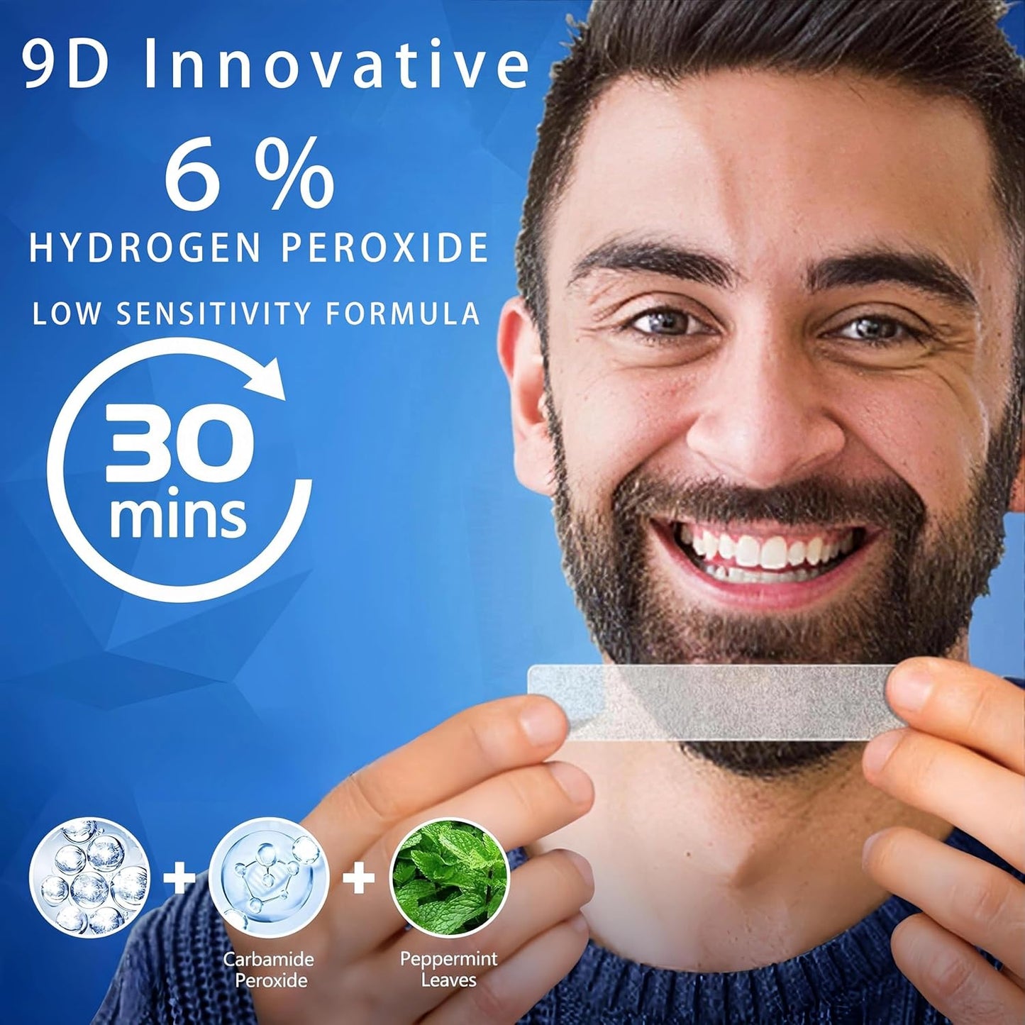 AURANY 9D Sensitive Teeth Whitening Strips – 28 Strips (14 Pairs) Enamel-Safe, Non-Sensitive Formula for Coffee & Smoking Stains – Fast, Gentle Whitening Kit