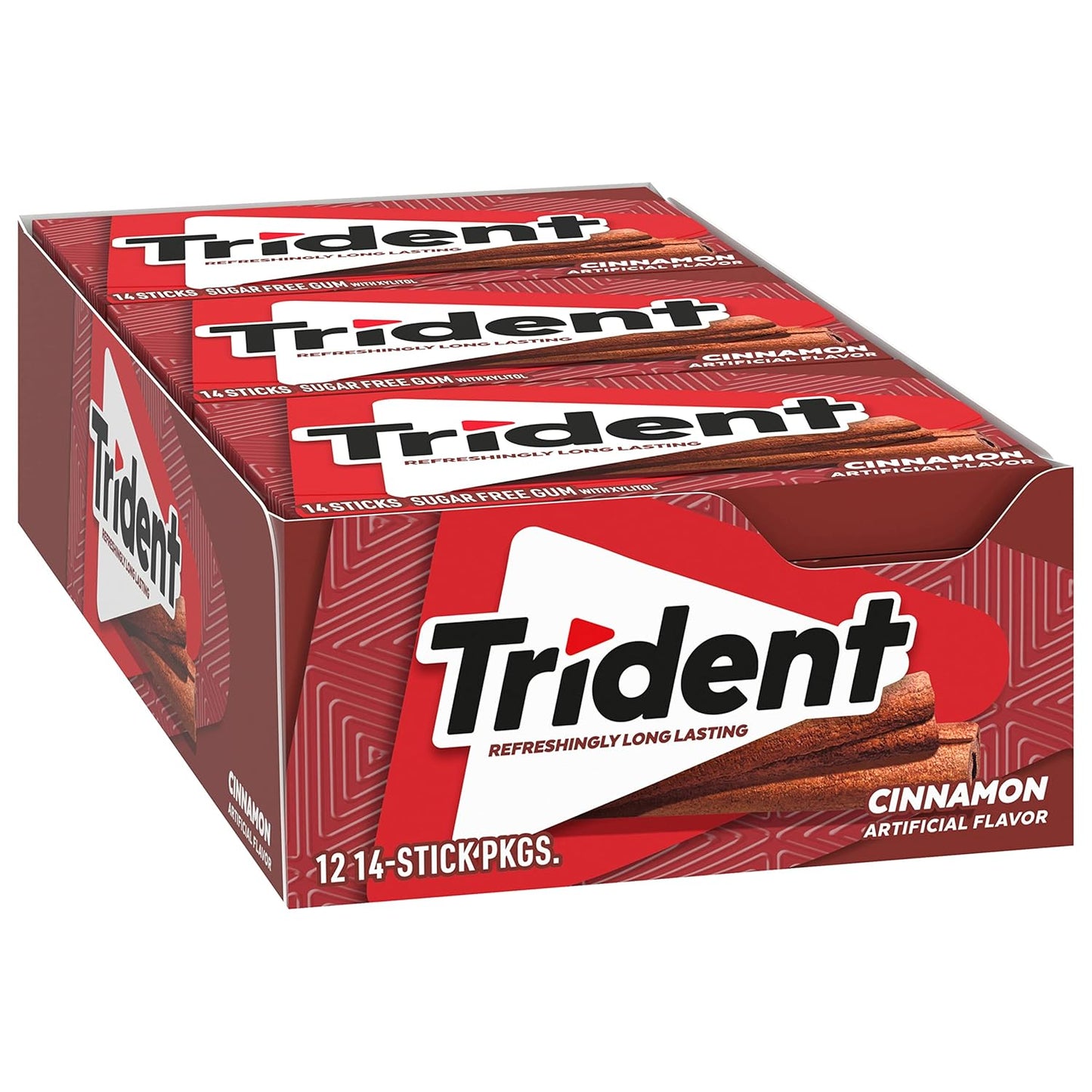 Trident Cinnamon Sugar-Free Gum 12 Pack (14 Sticks x 26g) – Long-Lasting Flavor, Fights Plaque & Freshens Breath – Vegetarian & Low Calorie (Imported)