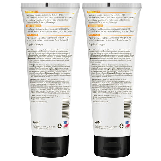 Hi-Pro-Pac Intense Protein Hair Mask – Repair Extremely Damaged Hair, Prevent Breakage & Split Ends – Collagen & Wheat Amino Acids – 2-Pack (8 fl oz Each)