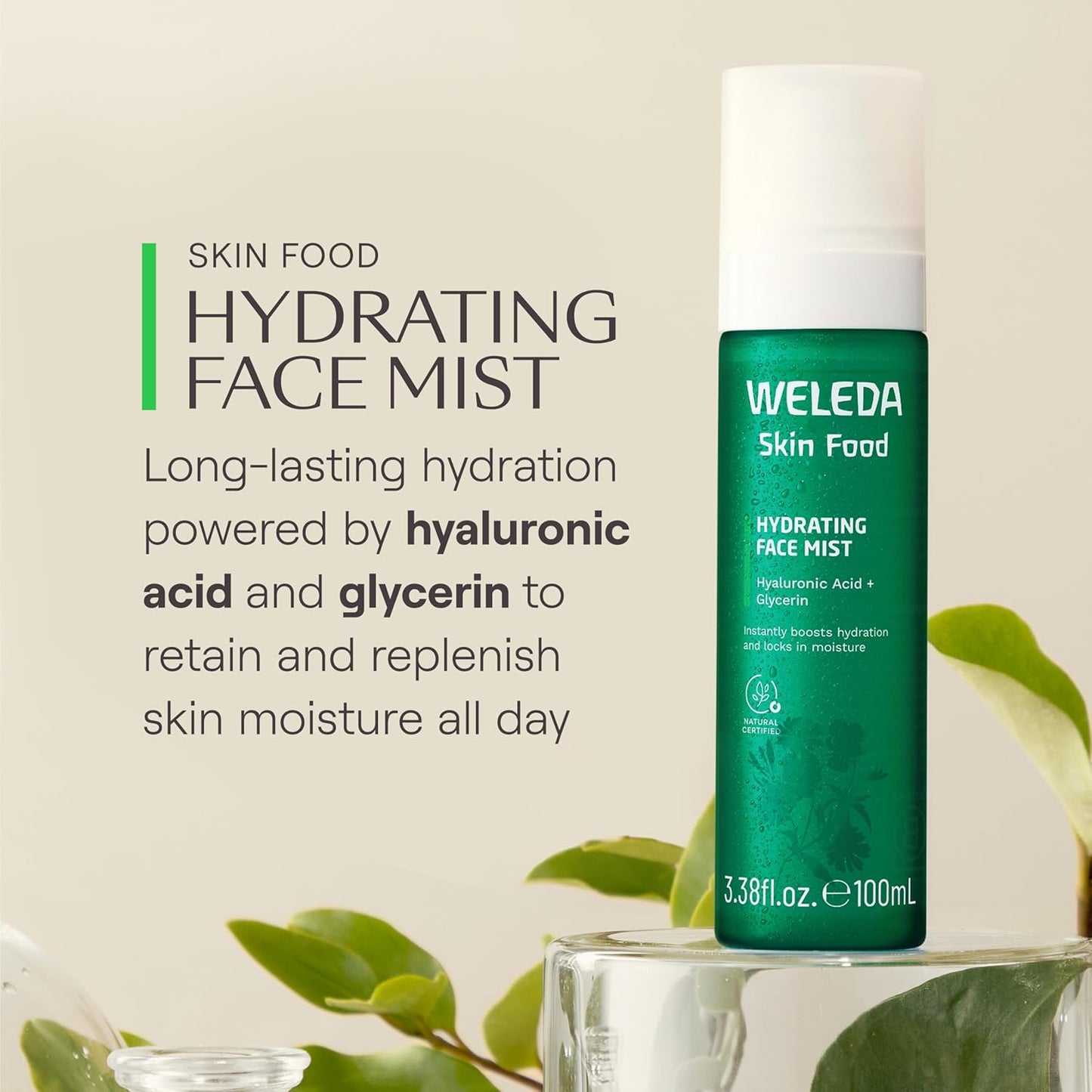 Weleda Skin Food Hydrating Facial Mist – Hyaluronic Acid & Botanical Blend for Instant Moisture, Radiance & Dewy Glow – 3.38 fl oz