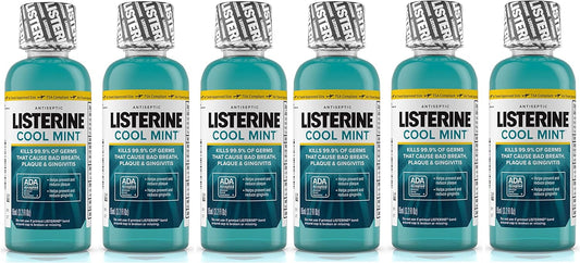 Listerine Cool Mint Antiseptic Mouthwash – Travel Size 3.2 oz (Pack of 6) – Fights Bad Breath & Germs