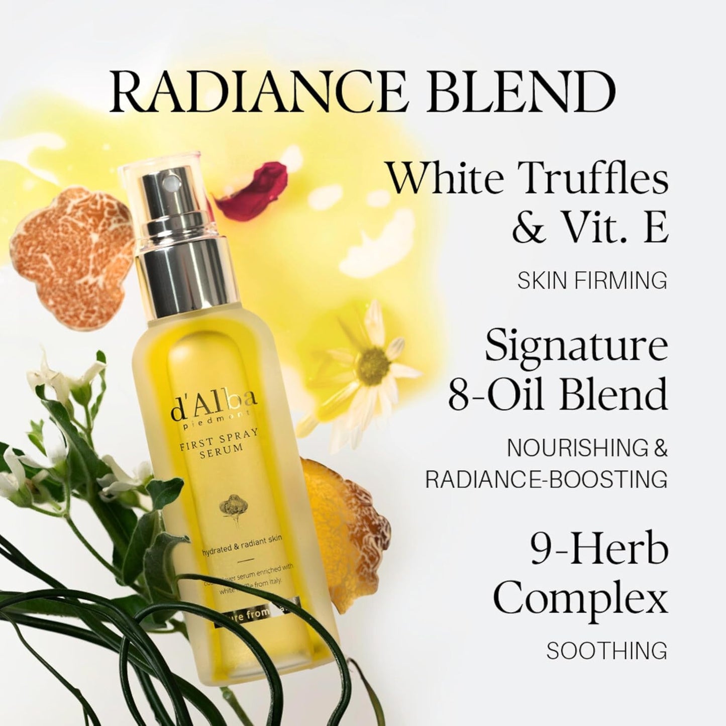 d’Alba Piedmont White Truffle First Spray Serum – Vegan Korean Face Mist & Glow Serum 100ml
