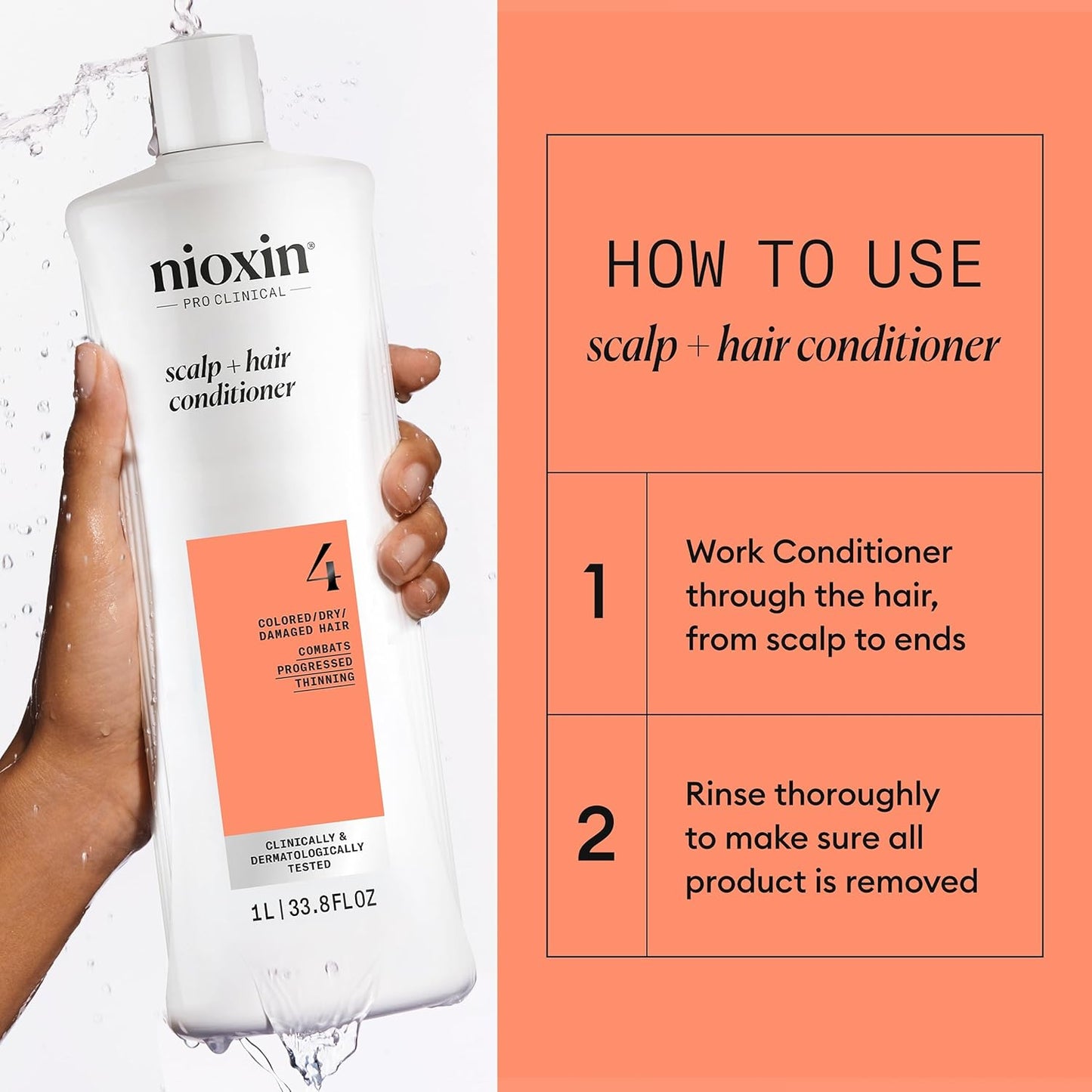 Nioxin Shampoo & Conditioner Liter Duo Set with Pumps | Strengthen, Nourish & Boost Hair Density for Thinning, Colored & Damaged Hair (Systems 1-4)