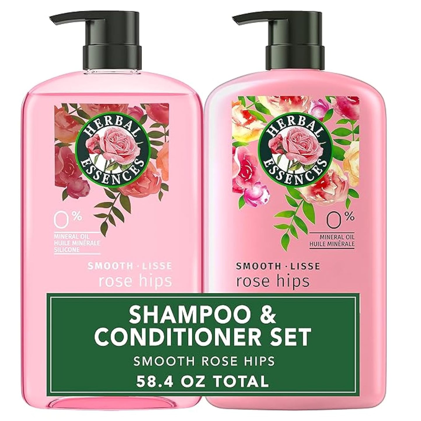 Herbal Essences Smooth Collection Shampoo & Conditioner Set with Rose Hips & Vitamin E – Paraben-Free, Color-Safe, Shine & Frizz Control (29.2 fl oz each, 2-Pack)