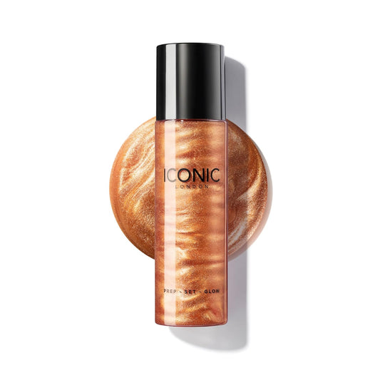 ICONIC LONDON Prep-Set-Glow Spray – 3-in-1 Hydrating, Setting & Illuminating Mist for Radiant Dewy Skin – Multi-Use Makeup Finishing Spray – 4.22 fl oz