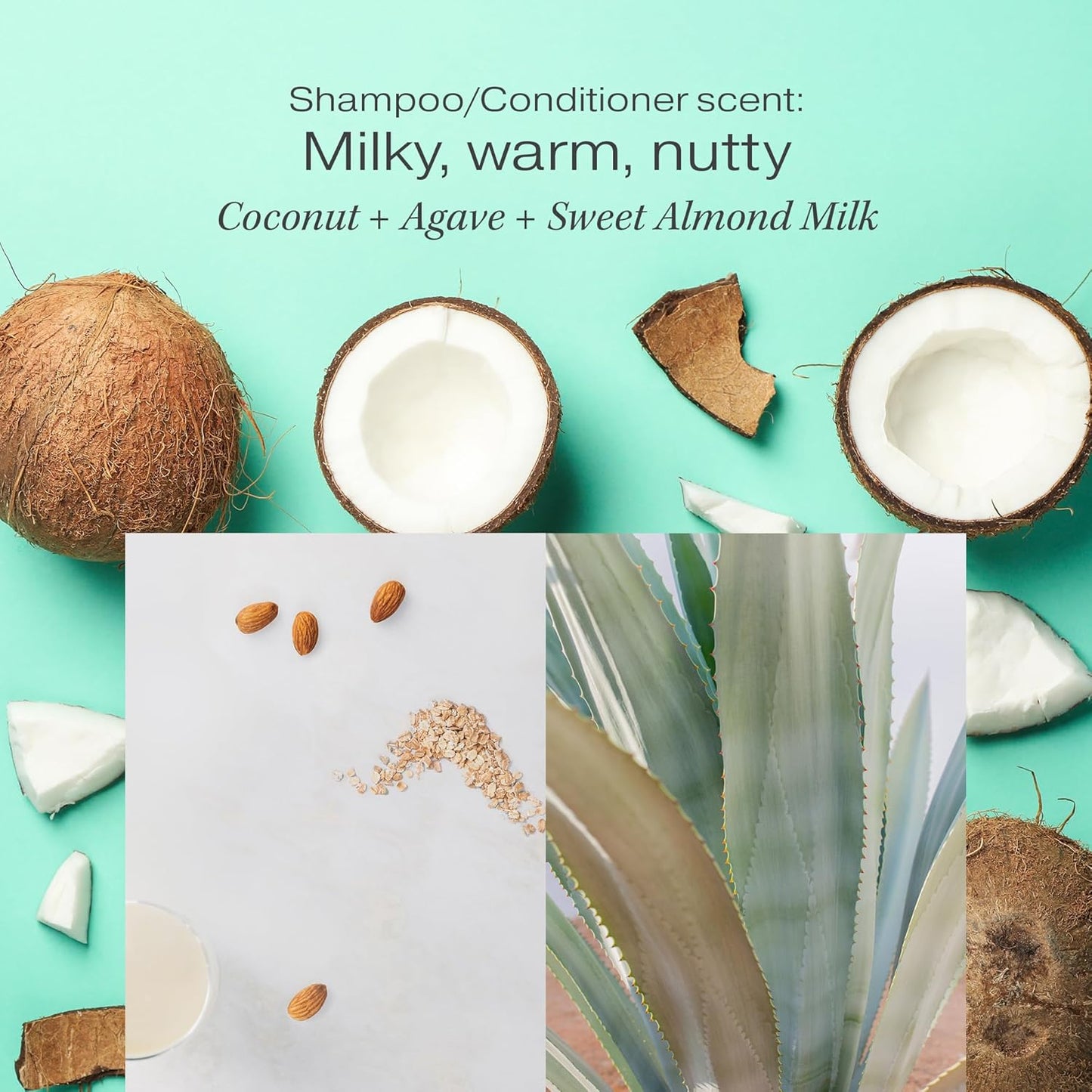Raw Sugar Moisture Smoothie Shampoo & Conditioner Set – Hydrating Coconut Oil, Agave & Almond Milk for Dry, Frizz-Prone Hair – Sulfate & Paraben Free