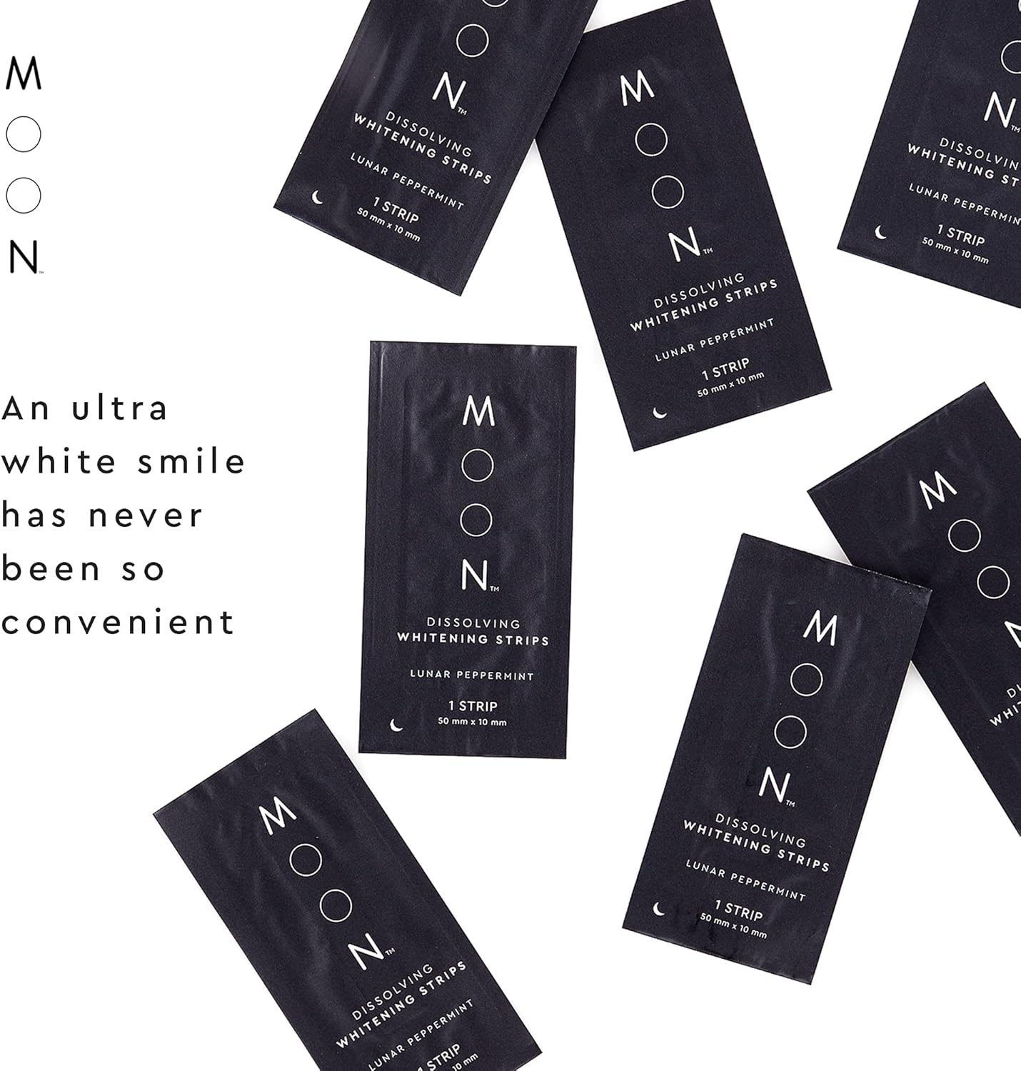 MOON Dissolving Teeth Whitening Strips – 56 Ct | Vegan, Enamel-Safe, Essential Oils Infused, No-Rinse Whitening Kit for Sensitive Teeth & Travel Oral Care