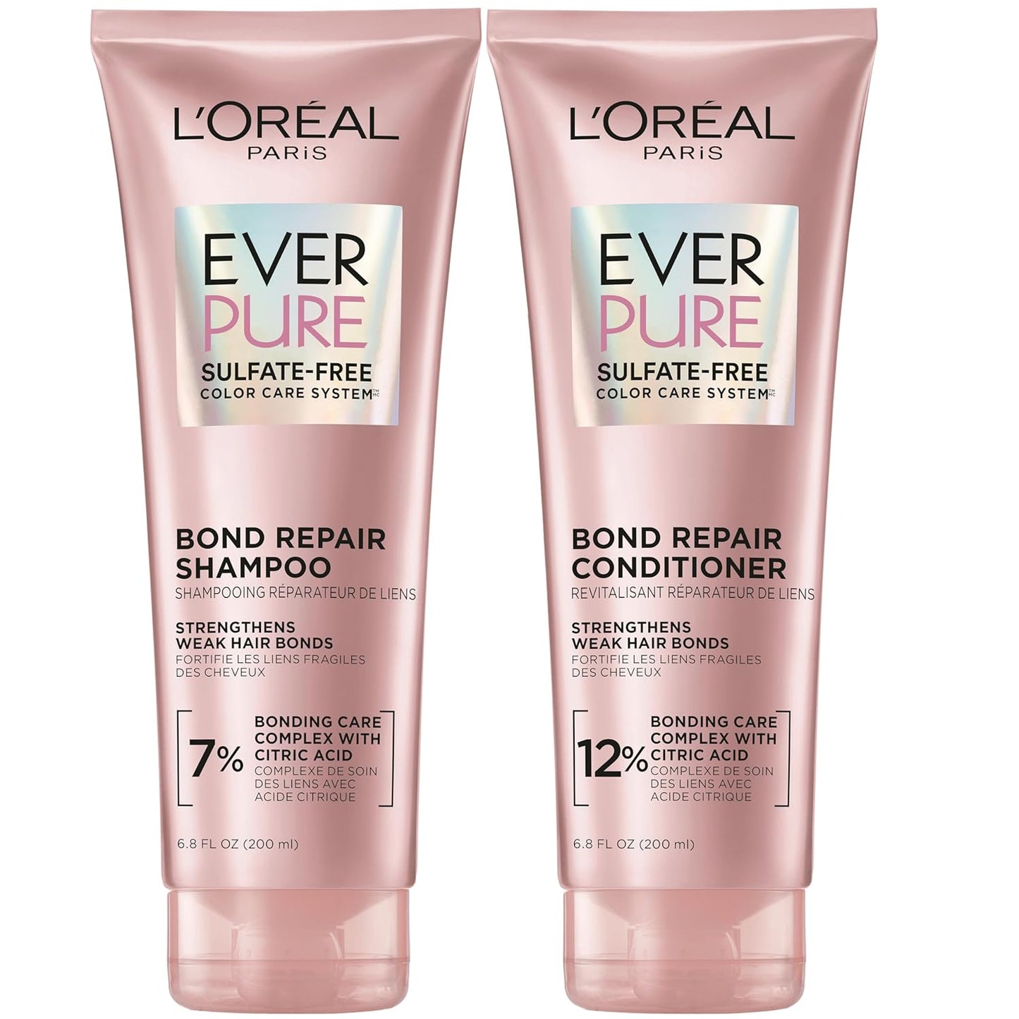 L'Oreal Paris EverPure Sulfate-Free Bond Repair Shampoo & Conditioner Set | Strengthens, Repairs & Smooths Damaged or Colored Hair | Vegan, Paraben-Free