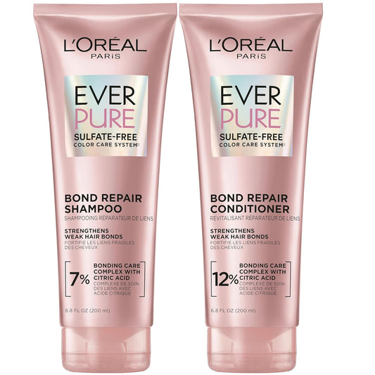 L'Oreal Paris EverPure Sulfate-Free Bond Repair Shampoo & Conditioner Set | Strengthens, Repairs & Smooths Damaged or Colored Hair | Vegan, Paraben-Free