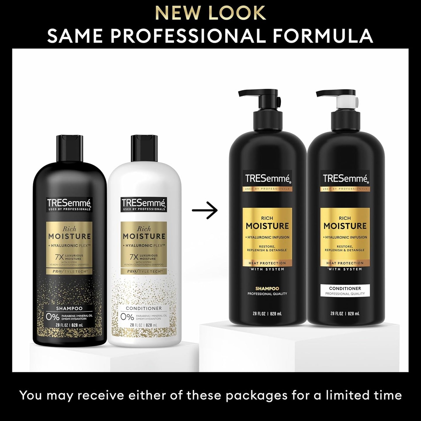 TRESemmé Rich Moisture Shampoo & Conditioner Set – Hydrating Formula with Vitamin E & Biotin, Paraben-Free, Professional Quality for Dry Hair (2-Pack, 28 oz Each)