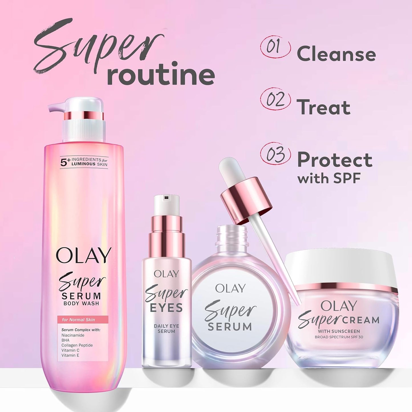 Olay Super Serum 5-in-1 Face Serum | Niacinamide, Vitamin C & E, Collagen Peptide & AHA | Brightening, Firming & Hydrating Anti-Aging Serum (1.0 oz)