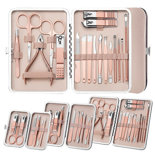 LuxuryGlow Professional Stainless Steel Manicure & Pedicure Set with Leather Case