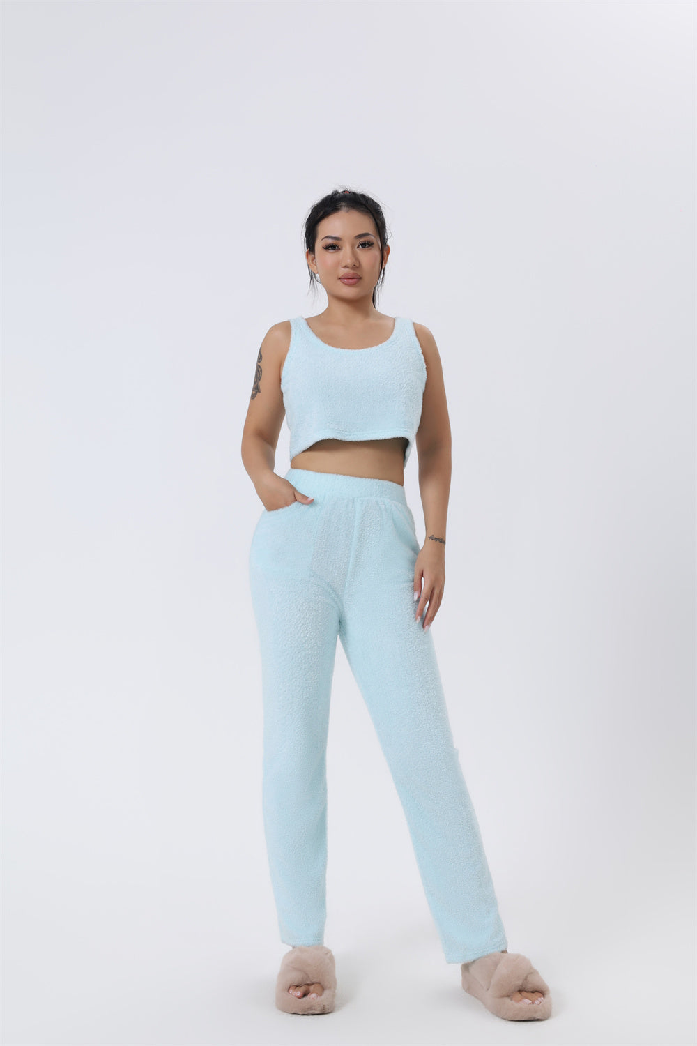 Cozy Pajama Set, 3 Piece Lounge Set, Cute Loungewear, Warm Suit Sets, Matching Set, Lounge Set, 3 Piece Pant Sets, Women Winter Dress - LUXURY GLOW
