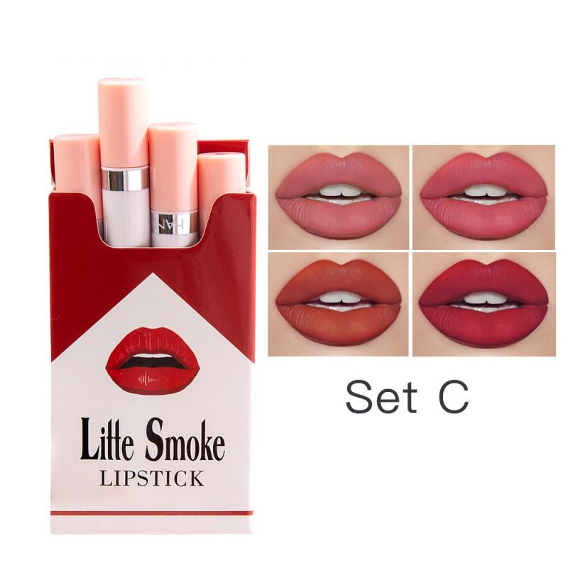 Set de labiales LuxuryGlow Matte Mist: acabado semi-gamuza de larga duración (4 tonos)