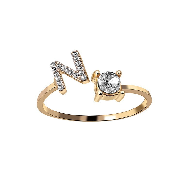 New Design Adjustable 26 Initial Letter Ring Fashion Jewelry For Women Simple Elegant Jewelry - LUXURY GLOW
