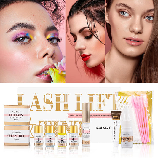 Kit de levantamiento de pestañas y tinte de cejas ICONSIGN: riza y colorea en casa