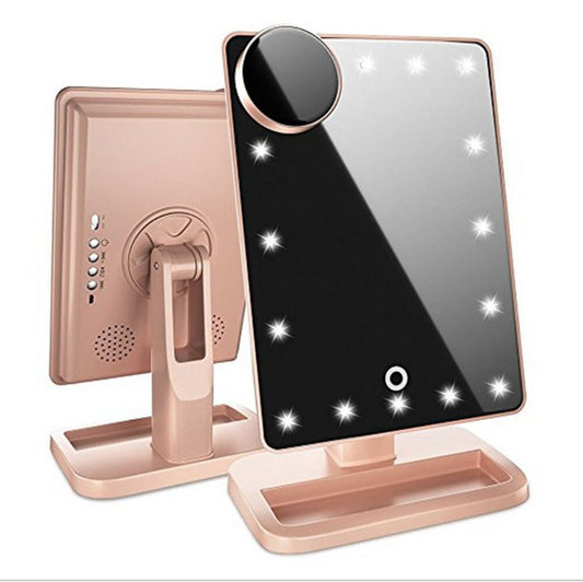 LuxuryGlow Touch Screen LED Makeup Mirror with Bluetooth Speaker & 10X Magnifier