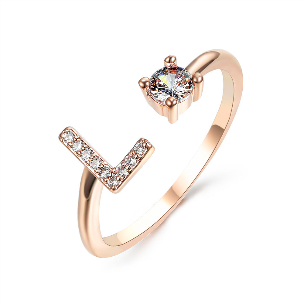 New Design Adjustable 26 Initial Letter Ring Fashion Jewelry For Women Simple Elegant Jewelry - LUXURY GLOW