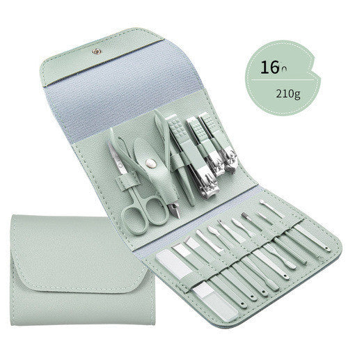 LuxuryGlow Professional Stainless Steel Manicure & Pedicure Set with Leather Case