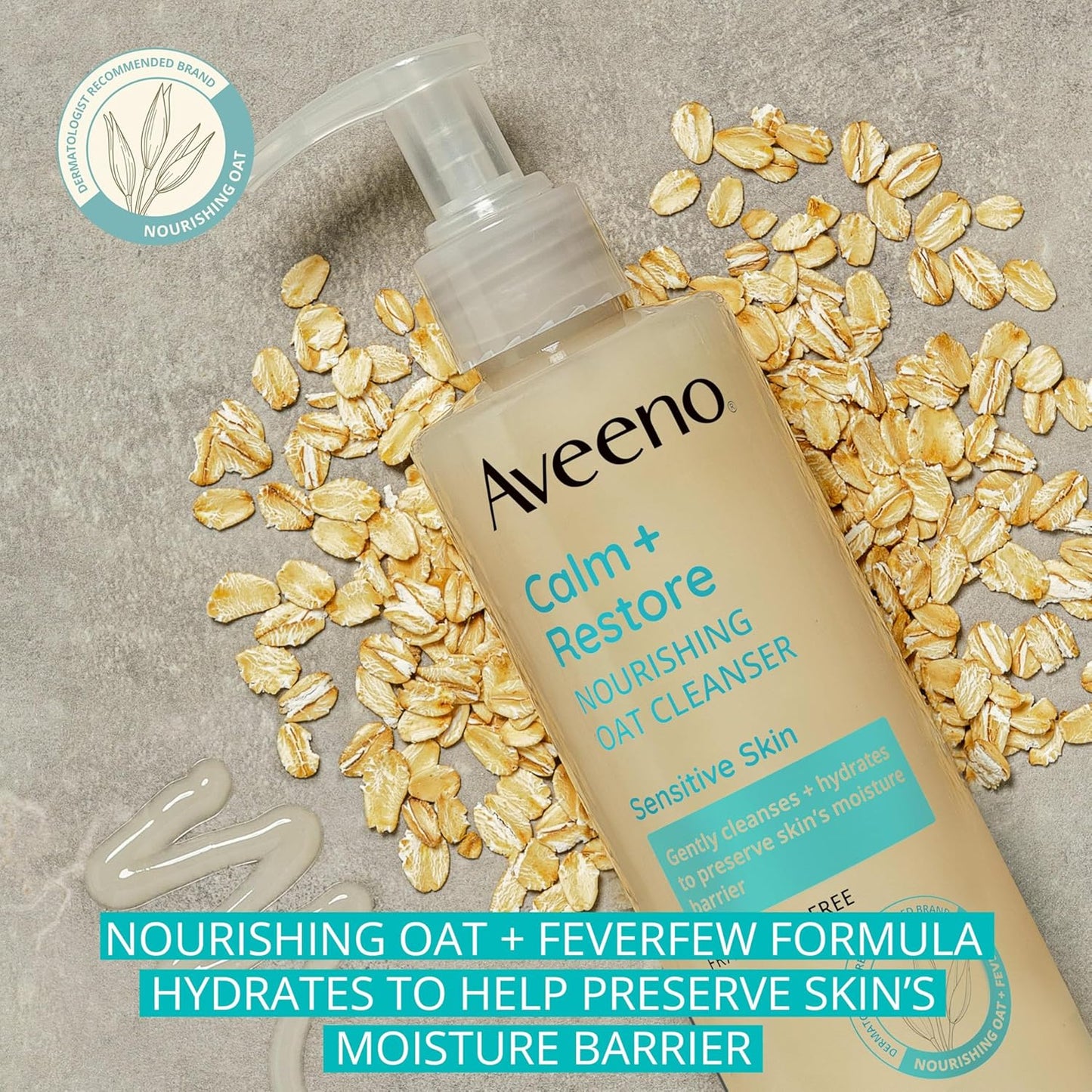 Aveeno Calm + Restore Oat Facial Cleanser – Hydrating & Soothing for Sensitive Skin (7.8 oz)