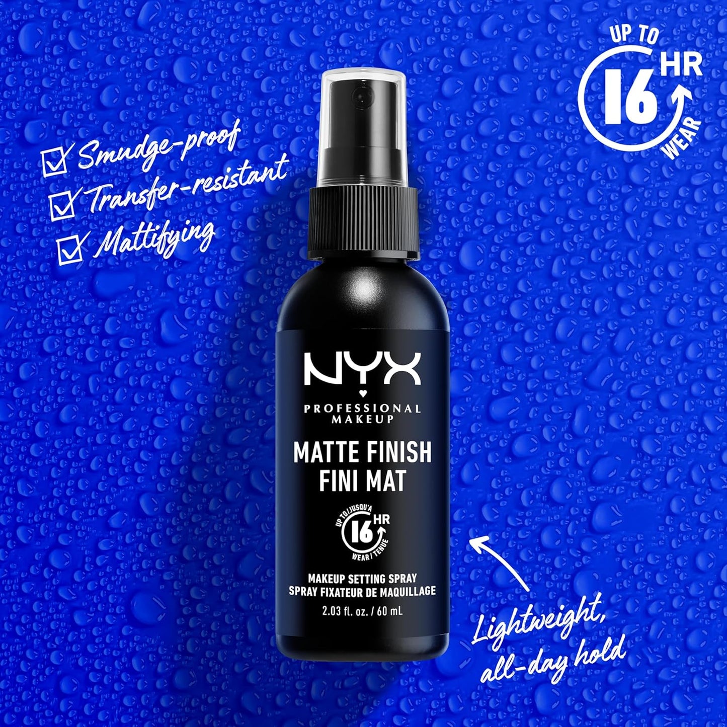 NYX Professional Makeup Setting Spray – Matte Finish, 16HR Long-Lasting Mist, Vegan Formula