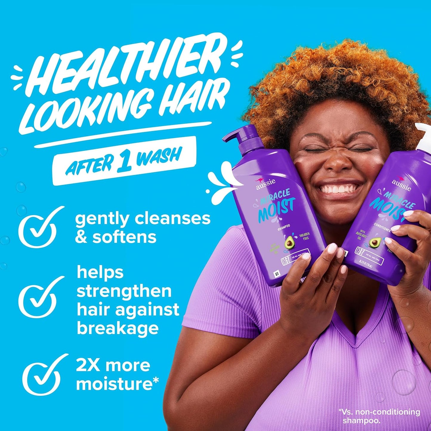 Aussie Miracle Moist Hair Care Set | Shampoo, Conditioner & 3 Minute Miracle Deep Conditioner | Hydrates, Detangles & Nourishes | Paraben-Free | 3 Pack 68.4 fl oz