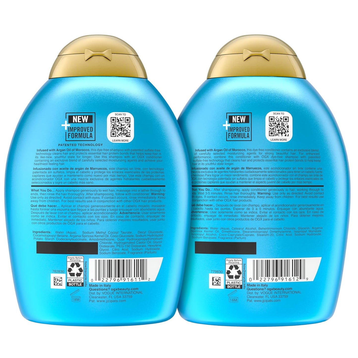 OGX Renewing + Argan Oil of Morocco Shampoo & Conditioner Set – Sulfate-Free Damage Repair for Dry, Damaged Hair (2 × 13 fl oz)