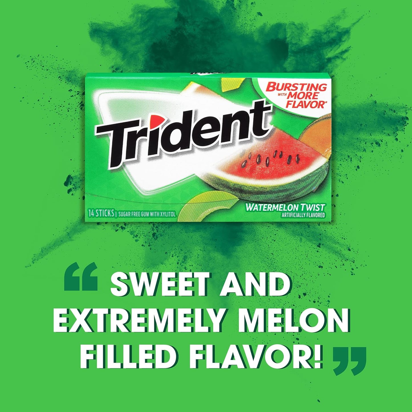 Trident Watermelon Twist Sugar-Free Gum | Long-Lasting Freshness | 14 Ct x 12 Packs (Imported, Vegetarian)