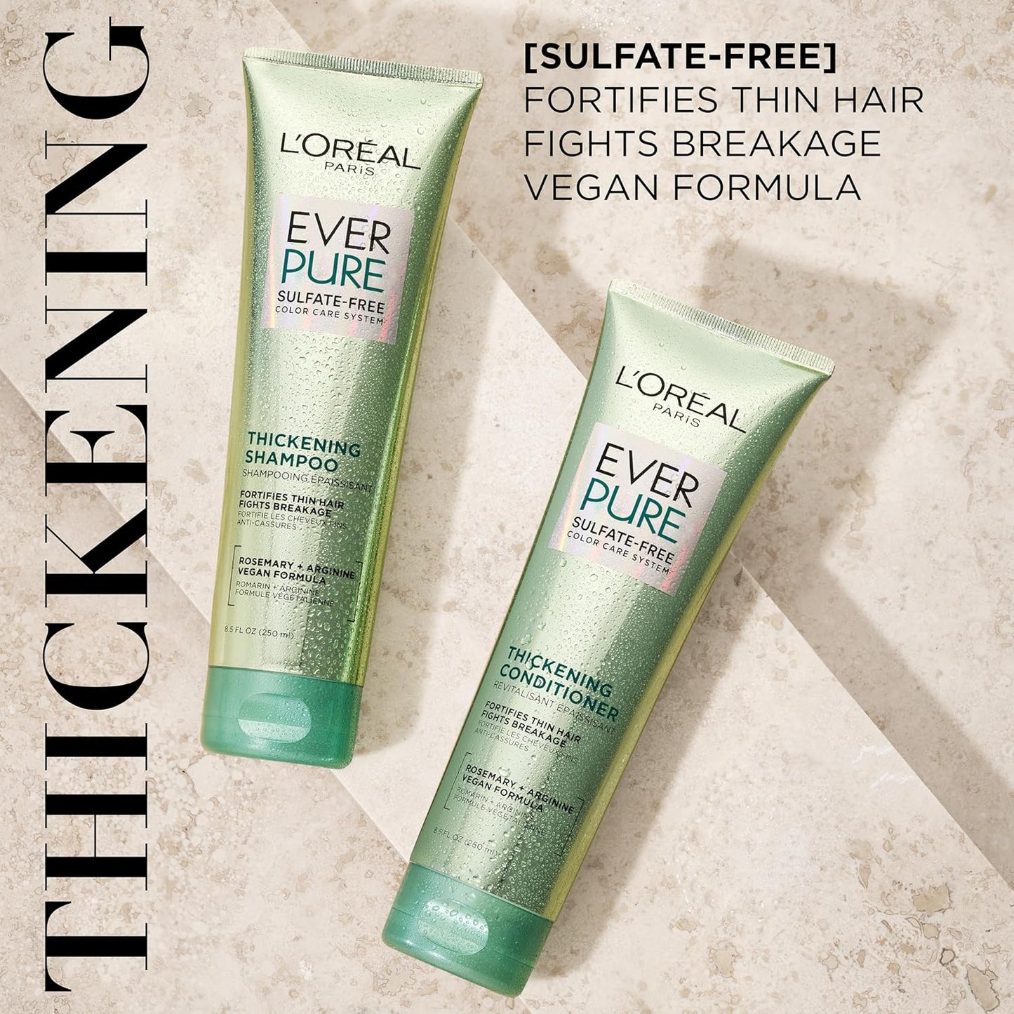 L’Oreal Paris EverPure Thickening Sulfate-Free Shampoo & Conditioner Kit – Strengthens & Volumizes Thin, Fragile Hair