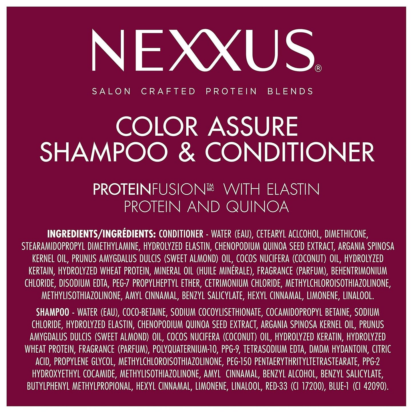 Nexxus Color Assure Shampoo & Conditioner Set – Protects Color Vibrancy Up to 40 Washes – For Color Treated Hair – 33.8 fl oz Each, 2 Pack