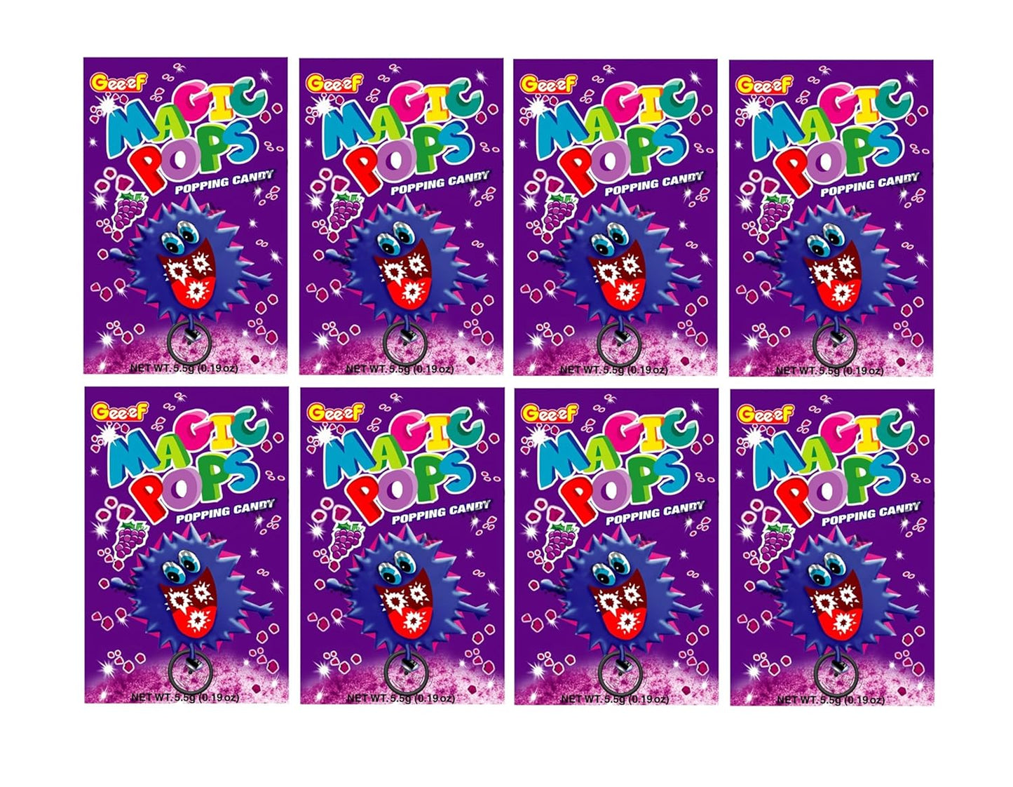 Geef Magic Pops Popping Candy – Grape Flavor Crackling Candy 5.5g x 40 Sachets (Imported, Vegetarian)