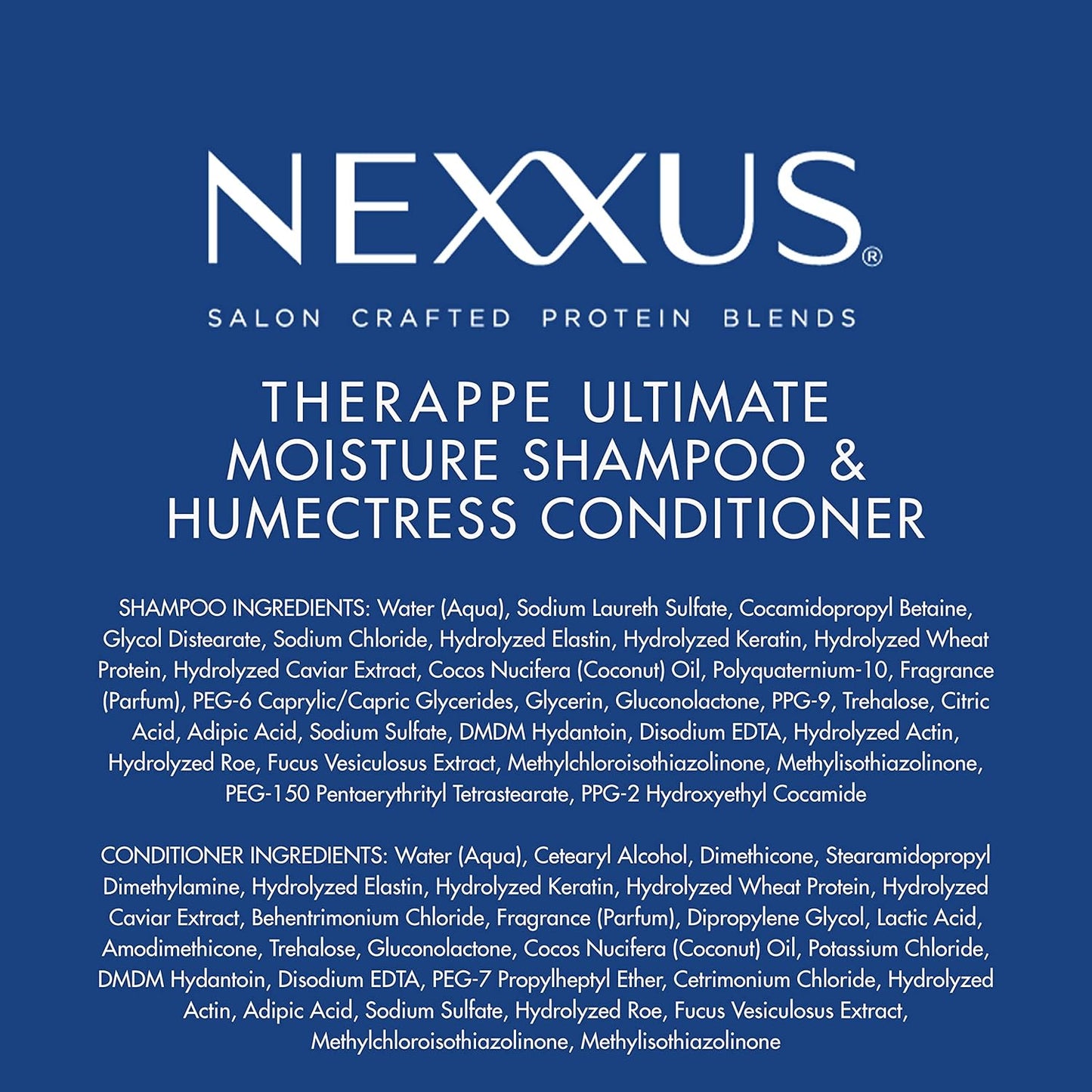 Nexxus Therappe & Humectress Shampoo & Conditioner Set – Moisturizing Hair Care with Caviar Complex & Elastin Protein – Silicone-Free for Dry, Damaged Hair (33.8 oz, 2 Pack)
