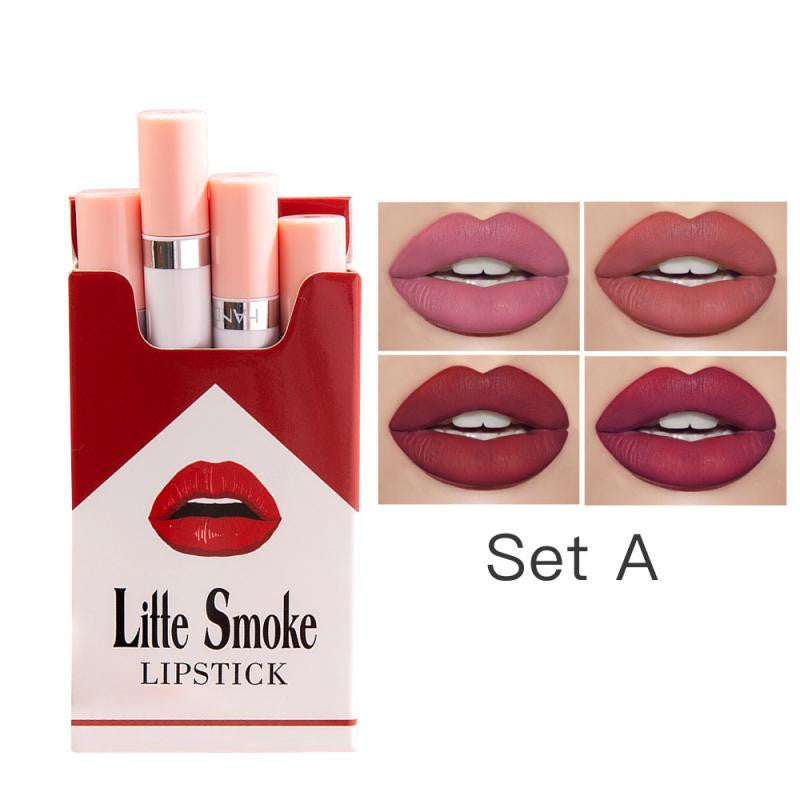 Set de labiales LuxuryGlow Matte Mist: acabado semi-gamuza de larga duración (4 tonos)
