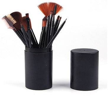 LuxuryGlow 12-Piece Premium Makeup Brush Set with Storage Barrel – Blush, Eyeshadow, Highlighter & More