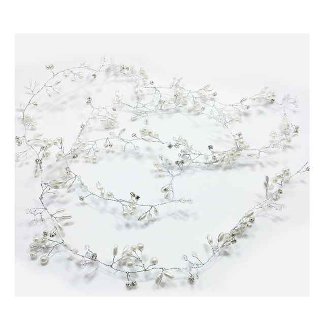 Enredadera nupcial de perlas de cristal LuxuryGlow: elegante tocado largo para boda