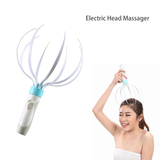 جهاز تدليك الرأس الكهربائي LuxuryGlow - هزاز فروة الرأس بثمانية مخالب لنمو الشعر وتخفيف التوتر
