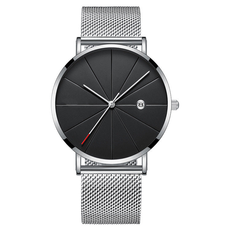 Reloj LuxuryGlow con calendario simple: reloj de cuarzo de acero inoxidable resistente al agua para hombre.