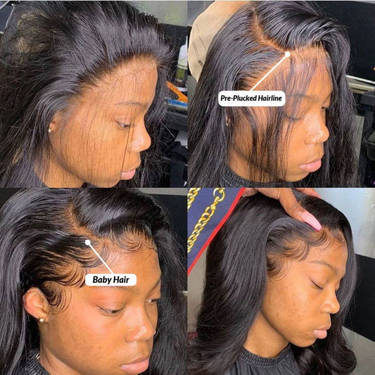 Peluca frontal de encaje completo LuxuryGlow 360: cabello 100 % humano ondulado, 150 % de densidad
